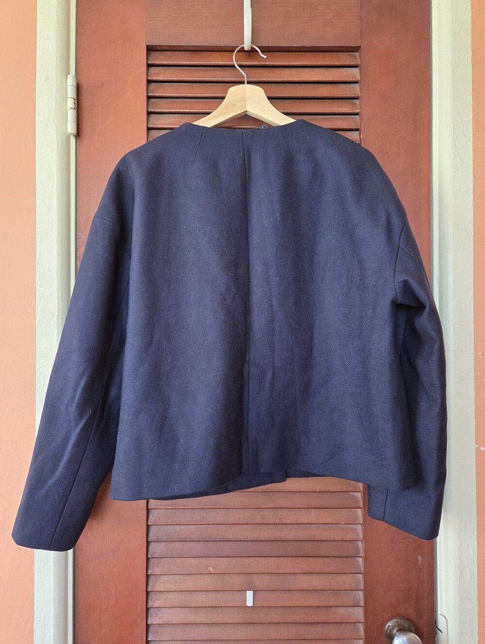 J.Crew Relaxed Lady Jacket in Double-Serge 100% Wool, Navy Blue, Size 10 - Picture 5 of 11